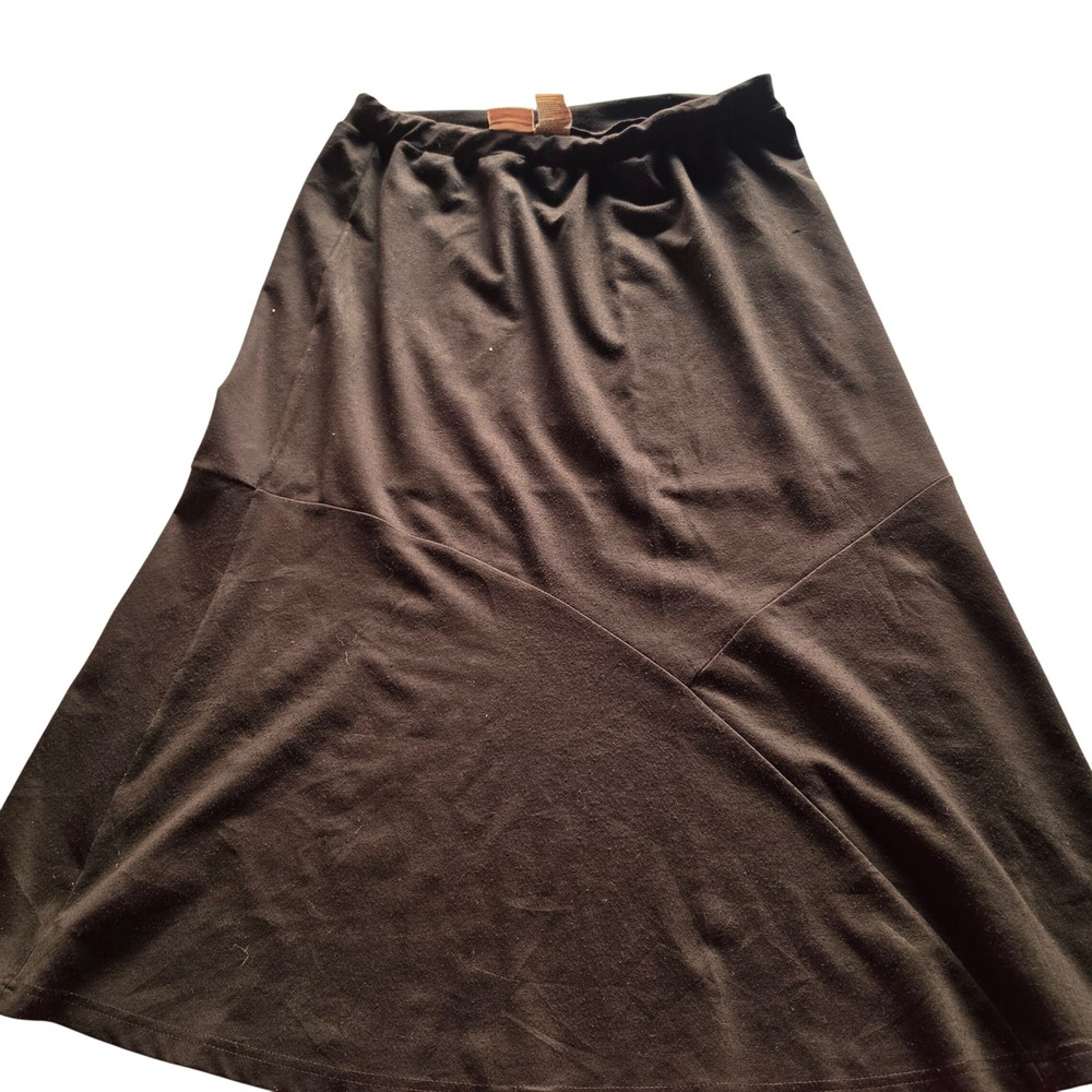 White Stag Womens Plus 16W Black Stretch Knit Midi Skirt A-Line Elastic Waist